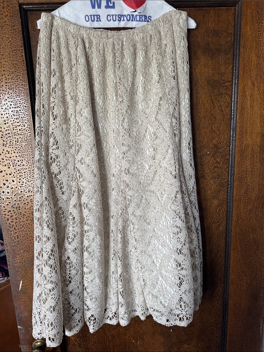 Ruby Rd. Cream Crochet-Waist Maxi Skirt